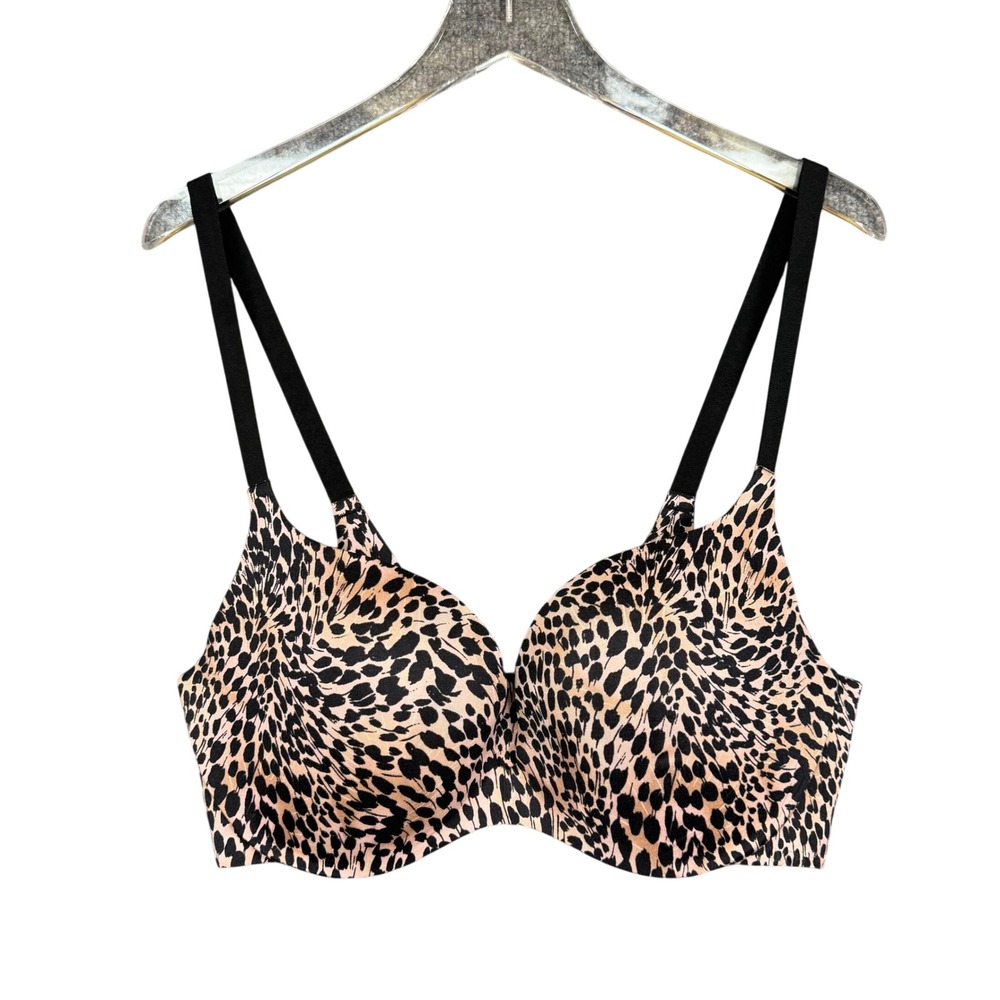 Victorias Secret Push-Up Bra Women 38D Tan Leopard Print Underwire Lingerie